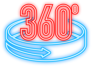 Neon The 360-degree Angle icon. Geometric mathematical symbo